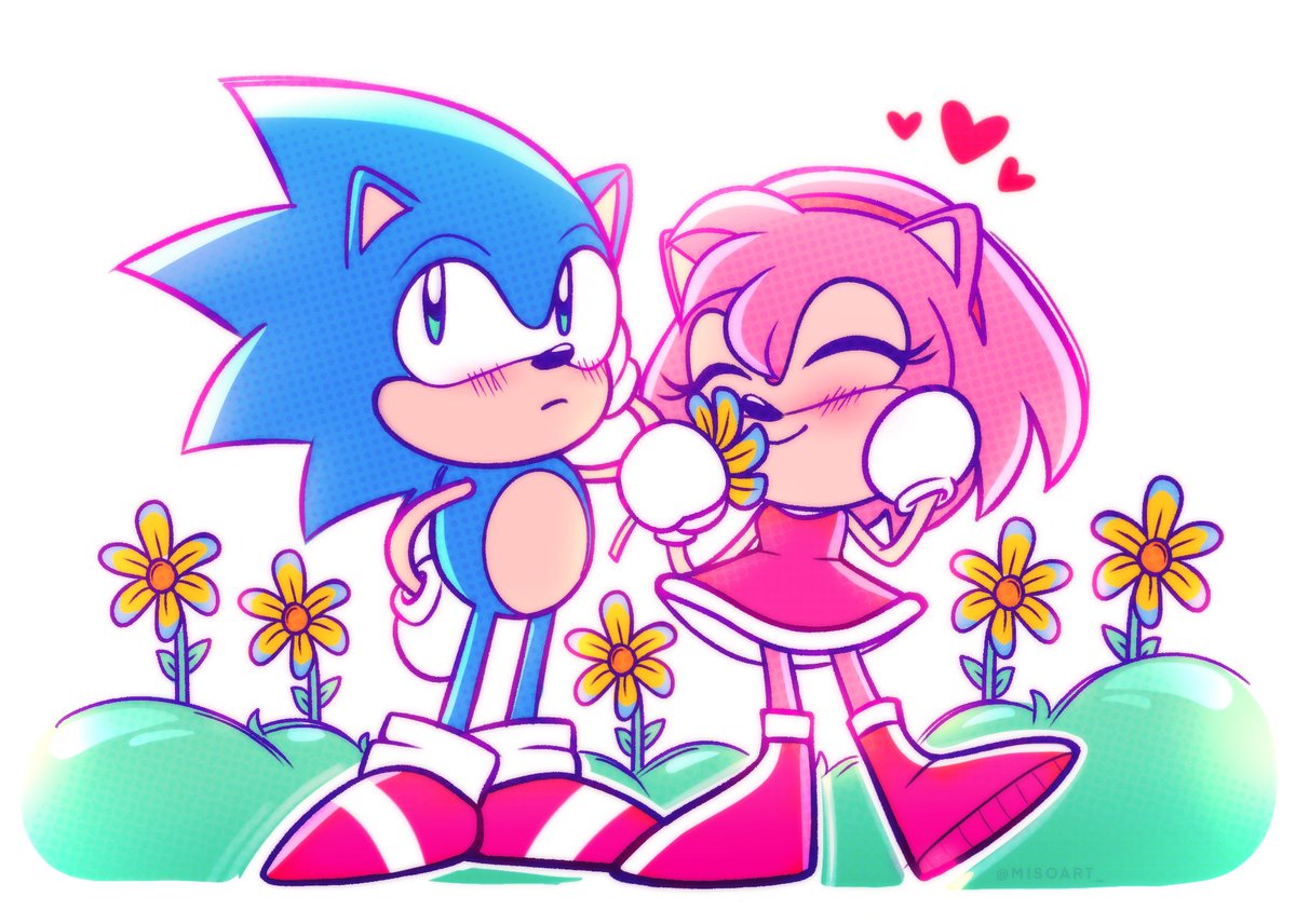 sonic the hedgehog 1girl gloves flower red dress white gloves 1boy furry  illustration images