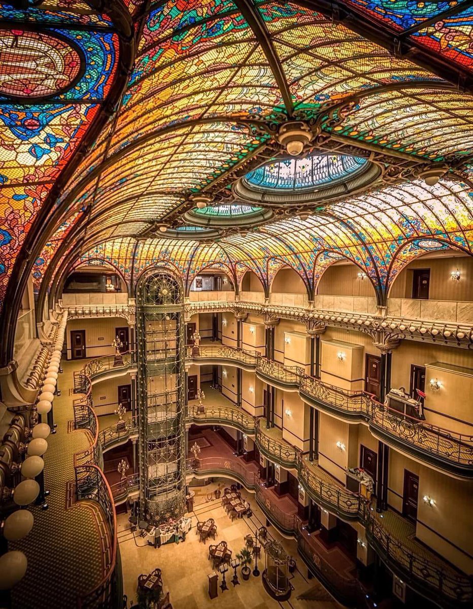 The Gran Hotel Ciudad de Mexico is located in a regal Art Nouveau building that was built in 1899 as the Mercantile Center. #architecture #architecturaldesign #architecturelovers #architecturephotography #beautiful #travel #tourism