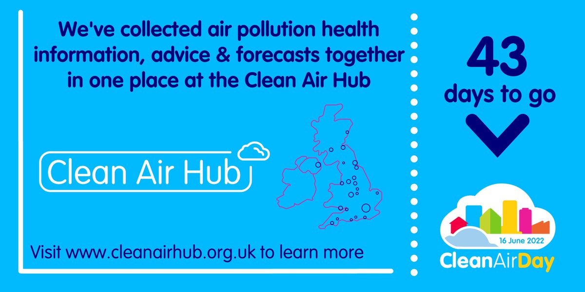 43 days to go until #CleanAirDay 🗓

The #CleanAirHub provides a space for the public to learn about #airquality in their area, as well as how to take action on #airpollution. 

Check it out here ➡️ cleanairhub.org.uk