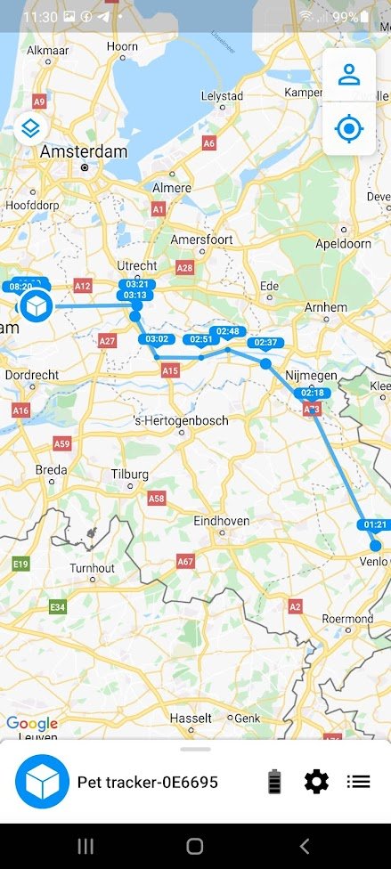 bertriksikken's tweet image. Trip of a #sigfox pet tracker through the postal system