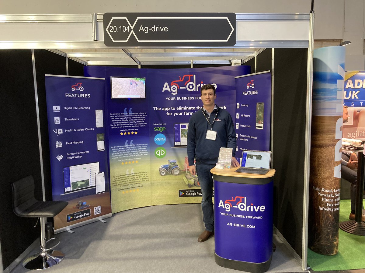 Ag_driveapp's tweet photo. Agricultural contractor or farmer? 
Come see how we can eliminate the paperwork for your farm business at the @lammashow ! Hall 20, Stand 20.104 
#LAMMA22 #agdrive #paperlessfarming https://t.co/sllUR9BXQC