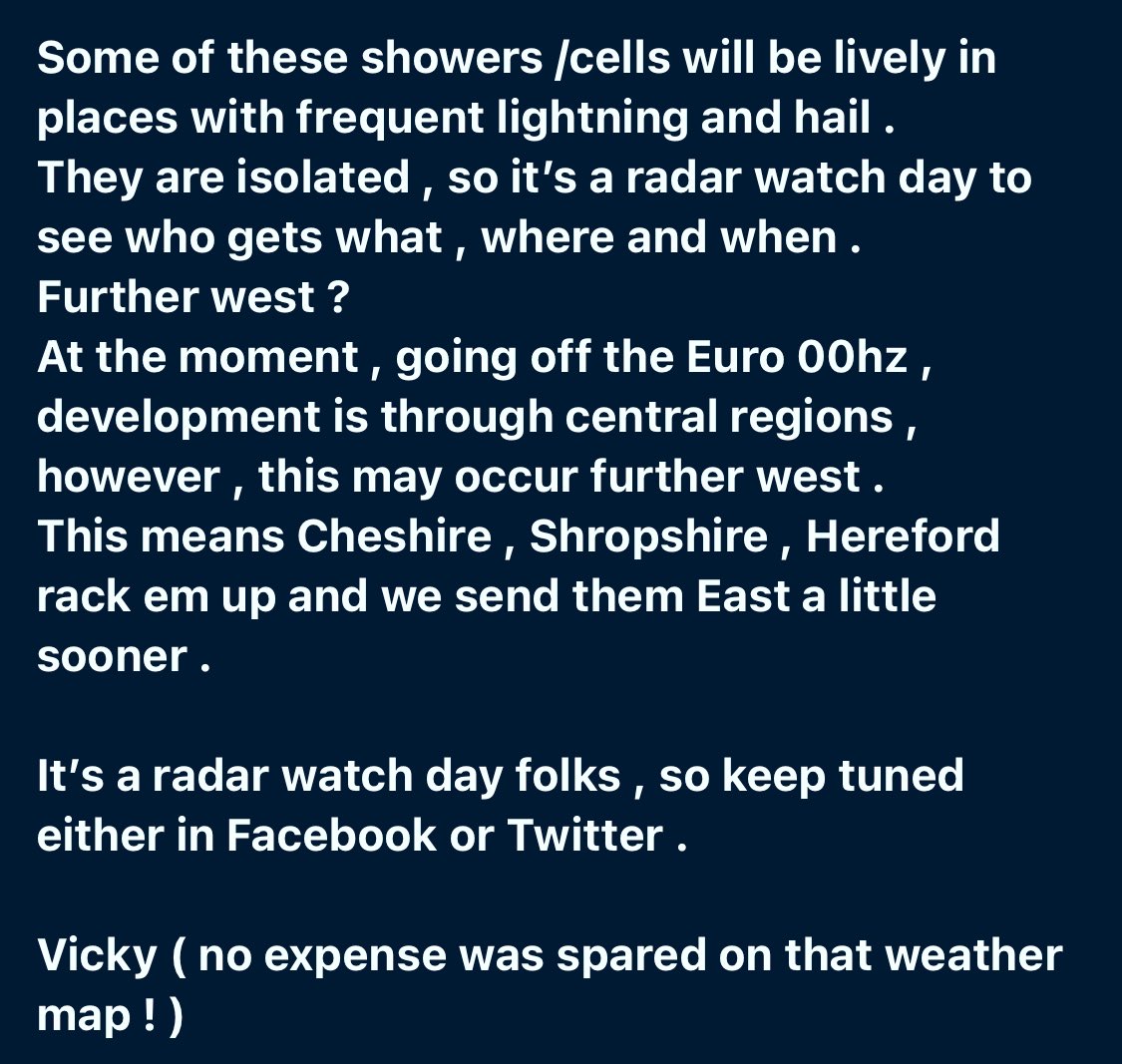 Good morning party people of the MSC. an interesting afternoon ahead with the potential to see some lovely lively weather in central and eastern areas .
Full round up in the pictures below.
Vicky #ukthunder #UKstorms #ukweather .