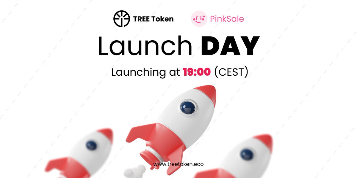 🚀 It's Launch DAY 🚀 

Appyly for WHITELIST while you still can:
treetoken.kickoffpages.com

Presale link: pinksale.finance/#/launchpad/0x…

⏰ 19:00 (CEST) ⏰ 
Dont miss out.
#treetoken #treetokeneco $TREE #Pinksale #Presale #BSCGems #BSC