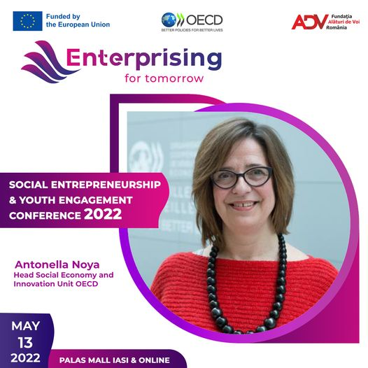 AdvRomania's tweet photo. 🔜#Enterprising4Tomorrow 

Antonella Noya, Head of the OECD Unit on Social Economy and Innovation will present a new @OECD study on youth-led social enterprises at the conference on 13 May!

Free online registration: https://t.co/ZHW9TsvldF

#SocEnt #SocialEconomy https://t.co/mU9aqcgq36