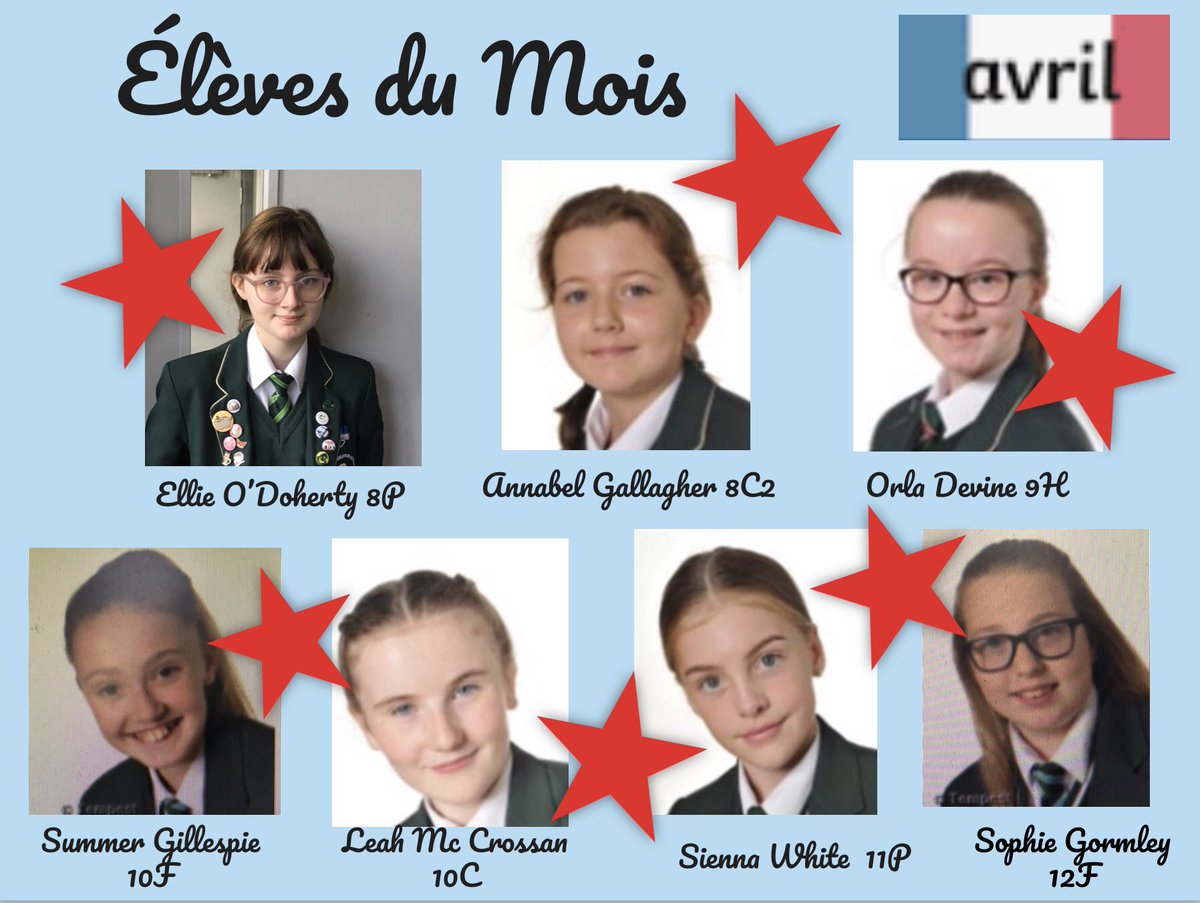 <a href="/LanguageStCs/">StCecilia'sLanguages</a> <a href="/StCeciliasDerry/">St. Cecilia’s College</a> 
Félicitations à nos Élèves du Mois! Continuez le bon travail! 🇫🇷
Well done our French Pupils of the Month! Keep up the good work! 🤩