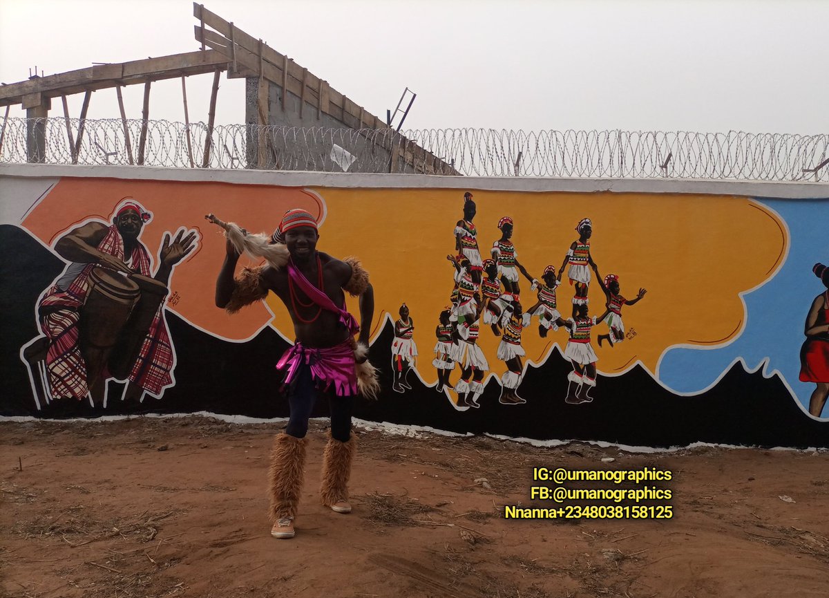 nnanna_uma's tweet photo. Igbos are naturally energetic, and The #Atilogwu spirited youth dance is an example of this principle that focuses on vigorous body movement and often includes #acrobatics. 
#UmanoGraphics #murals #IgboAmaka #muralpainting #artist #culture #igbo #dancer #artmotivation #africanart https://t.co/3ma5AS7vgH