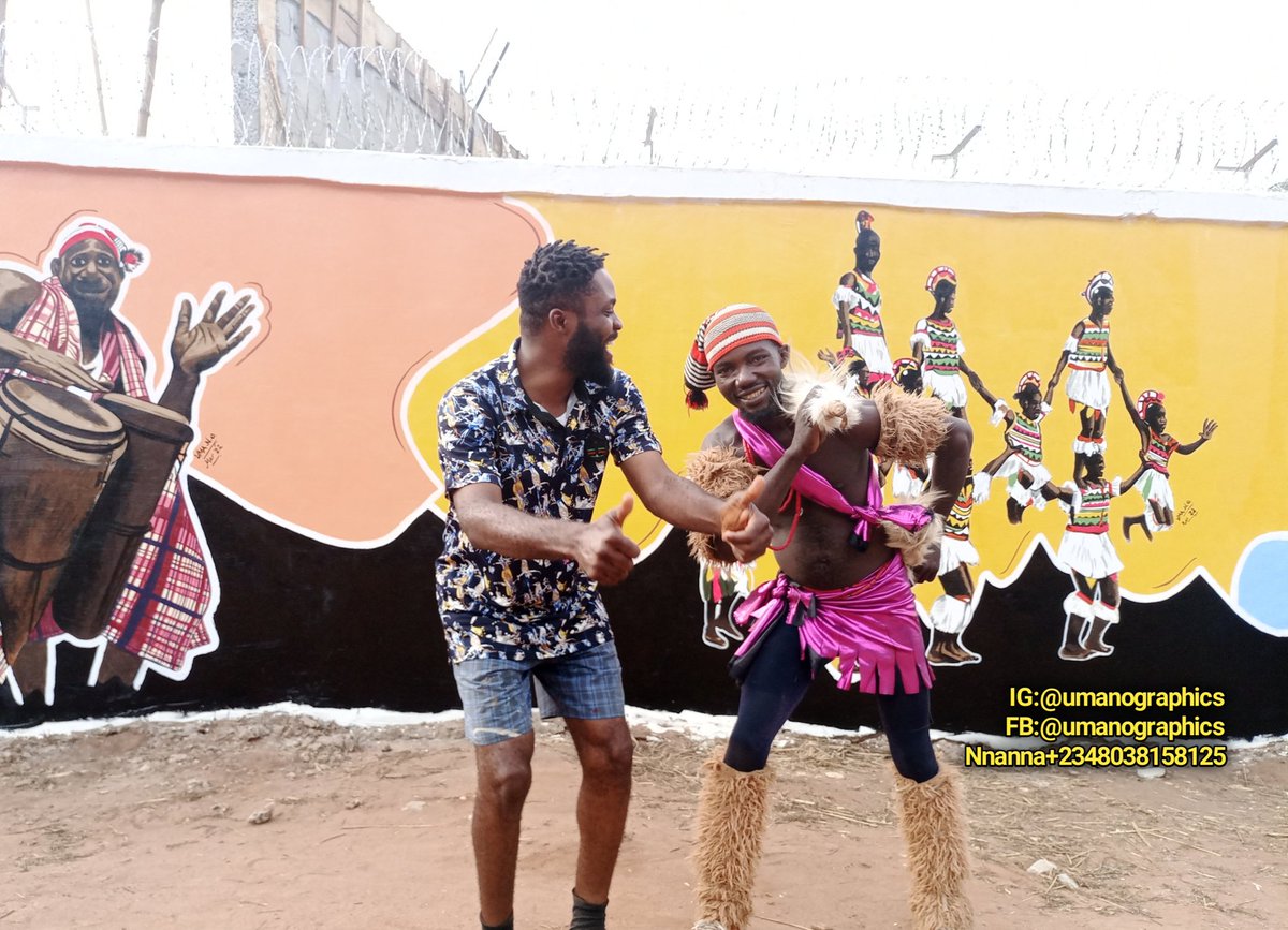 nnanna_uma's tweet photo. Igbos are naturally energetic, and The #Atilogwu spirited youth dance is an example of this principle that focuses on vigorous body movement and often includes #acrobatics. 
#UmanoGraphics #murals #IgboAmaka #muralpainting #artist #culture #igbo #dancer #artmotivation #africanart https://t.co/3ma5AS7vgH