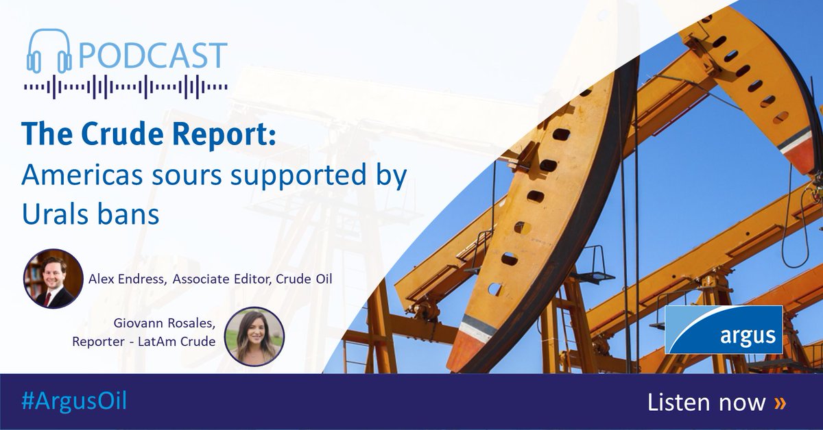 🎙️🛢️ 𝗡𝗘𝗪 𝗘𝗣𝗜𝗦𝗢𝗗𝗘 – 𝗔𝗺𝗲𝗿𝗶𝗰𝗮𝘀 𝘀𝗼𝘂𝗿𝘀 𝘀𝘂𝗽𝗽𝗼𝗿𝘁𝗲𝗱 𝗯𝘆 𝗨𝗿𝗮𝗹𝘀 𝗯𝗮𝗻𝘀

With Argus' <a href="/Alex_Endress/">Alex Endress</a> and Giovann Rosales

Listen now: okt.to/90BPrO

#ArgusOil #crudeoil #oilmarkets #OOTT
