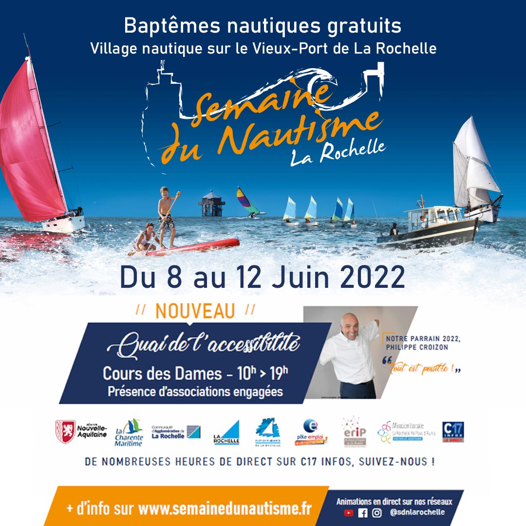 PhilippeCROIZON's tweet image. 💙 je suis très honoré d'être le parrain de la Semaine du Nautisme 2022 à la Rochelle. 💙
👉Il s'agit de la 21ème Édition après deux années de confinement. Donc, c'est surtout l'événement à ne pas rater.
👉Rendez-vous du 08 au 12 Juin❗