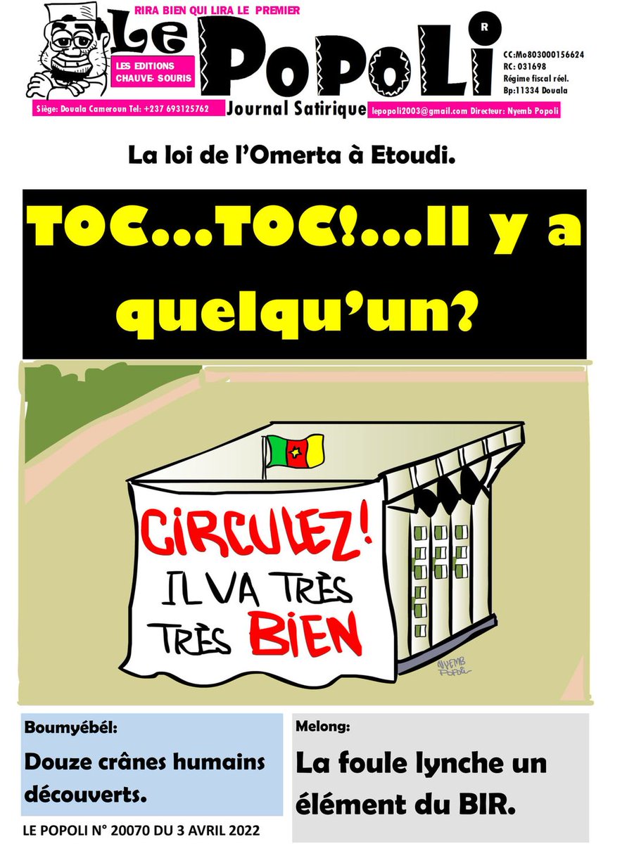 yannick_happi's tweet photo. Nonagenaire au pouvoir: Des médias comme @FRANCE24 @RFI @TV5MONDE très présents sur l'actualité africaine décident de se taire sur la situation évidente de Vacance du pouvoir au Cameroun. Comment expliquer le silence de ces médias qui se battent pour exister au Mali? https://t.co/SMNmidp7E3