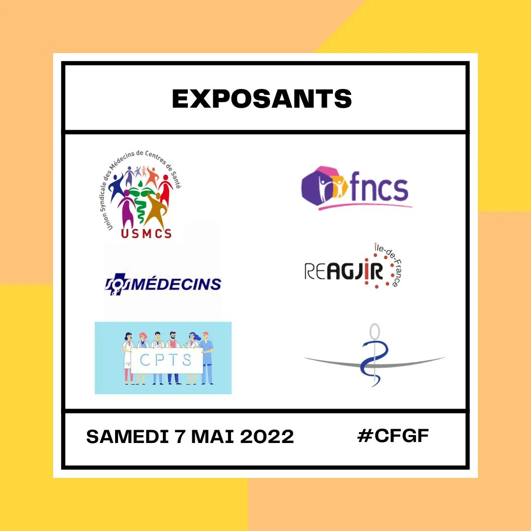 SRPIMG's tweet photo. [suite des EXPOSANTS]
Rendez-vous le samedi 7 mai pour la première édition du Colloque des Futurs Généralistes Franciliens #CFGF 🥳

Un événement du @SRPIMG fait par et pour les #internes de médecine générale d'@iledefrance

👉 https://t.co/JX76lGQnZ5 https://t.co/Vs9ukxFY90