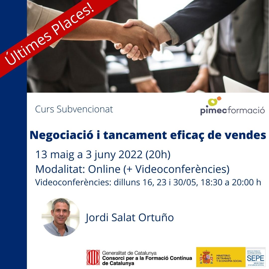 PimecFormacio's tweet image. 💥#UltimesPlaces:

🗣️Com #parlar en #públic👉bit.ly/3O5GoaT
🍱Manipulació d' #aliments👉bit.ly/3NKbt3M
💼#Negociació i tancament eficaç de vendes👉bit.ly/3xTNYQs
🧠🧡Intel·ligència #emocional👉bit.ly/3yeAwqm

No et quedis sense la teva plaça‼️