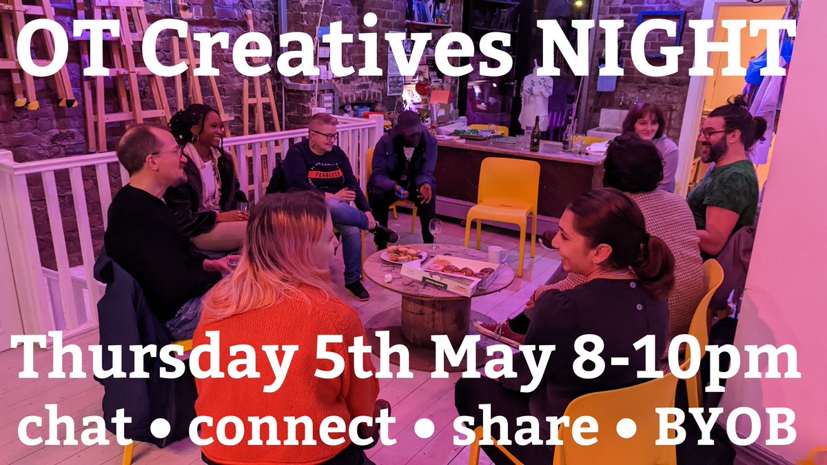 OTcreativespace's tweet photo. We're back again this Thursday with our Monthly OT creatives NIGHT.... A relaxed opportunity to chat and connect with other creatives and Artists. 

Join in the studio between 8-10pm.  BYOB, bring a friend, or just bring yourself!!! 

See you there! 

#otcreativesnight #OTcreates https://t.co/QHvxk6MuSo