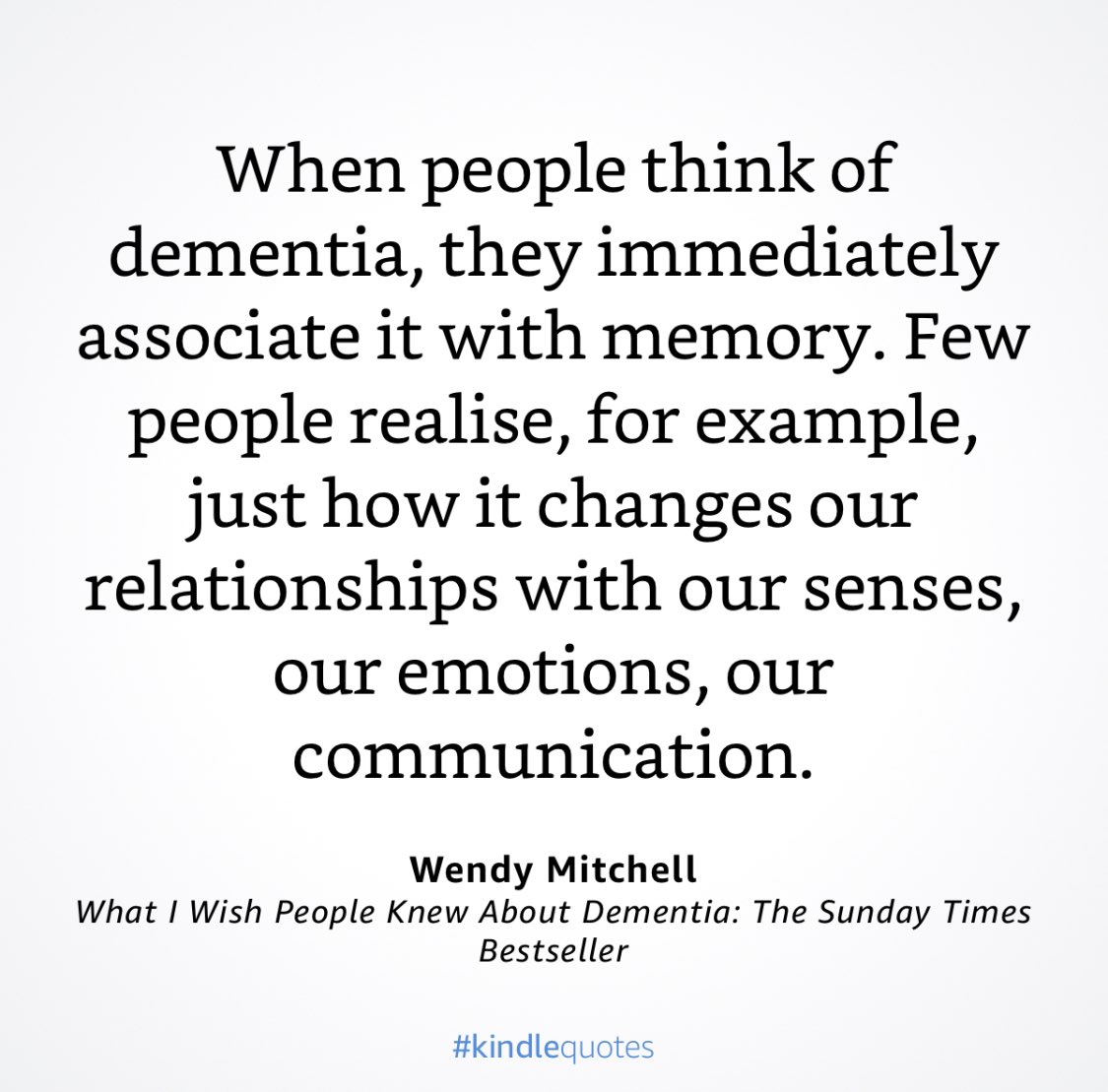 Trisha Elliott (@trisha_the_doc) on Twitter photo Whether early or late in the progression of the condition, dementia is about far more than just memory.
A timely reminder from <a href="/WendyPMitchell/">DrDr (😊)Wendy Mitchell</a> in her book here.
#GeriBookClub Whether early or late in the progression of the condition, dementia is about far more than just memory.
A timely reminder from <a href="/WendyPMitchell/">DrDr (😊)Wendy Mitchell</a> in her book here.
#GeriBookClub