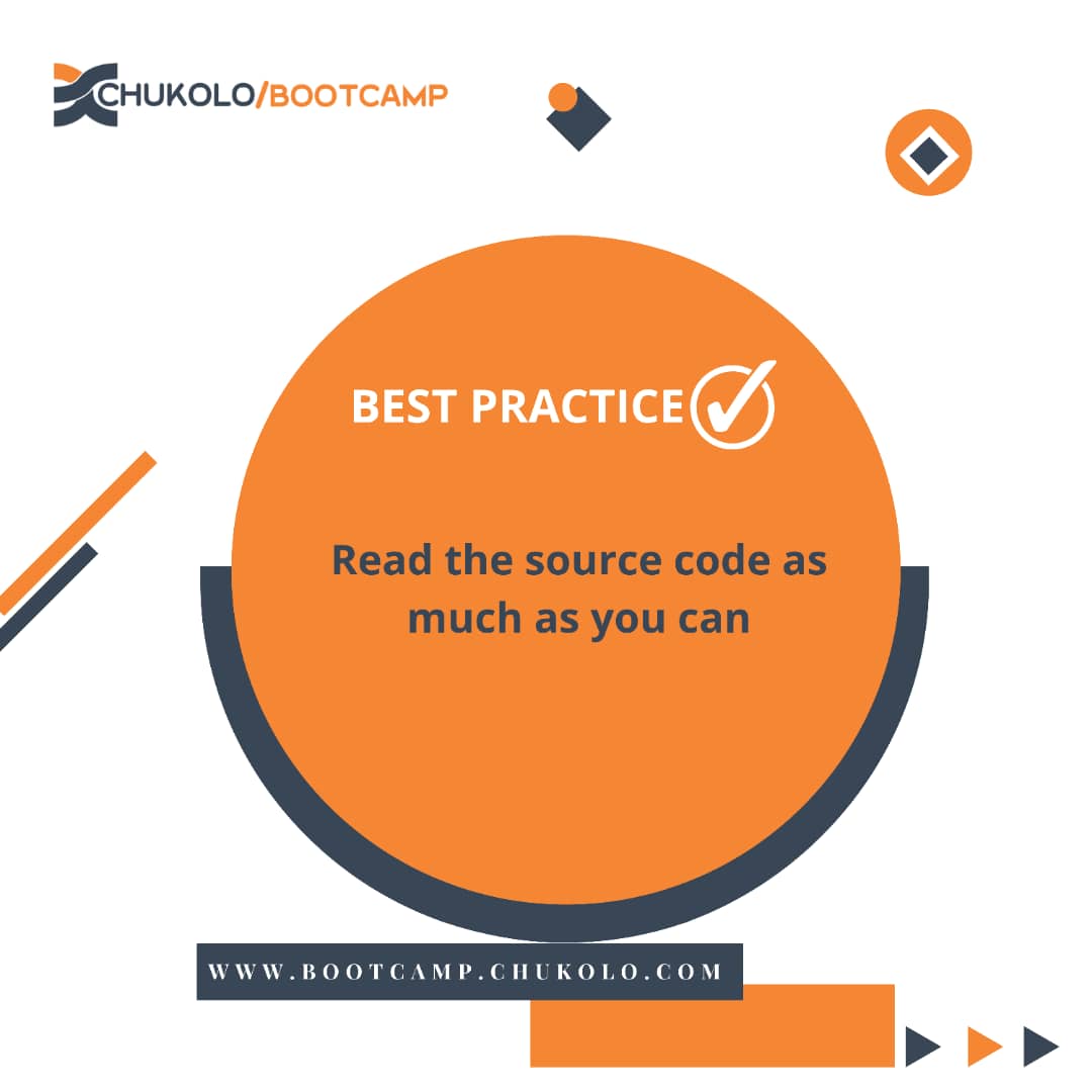ChukoloBootcamp's tweet photo. These are best coding practices that will help you learn how to write efficient code. This will save you from wasting years of 
your life writing mediocre code.
#LearningWithChukolo 
#YouSefFitSabiCode 
#ChukoloBootcamp https://t.co/umhLYhy65H