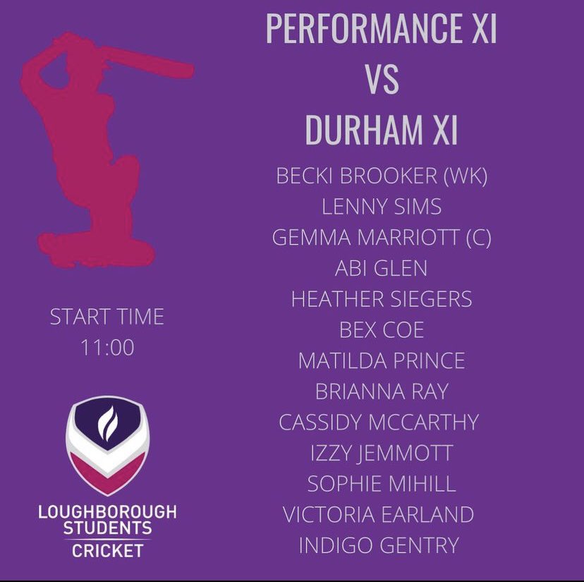 LSW_CC's tweet photo. 🏏GAME DAY🏏

Here’s the the UCCE squad for today’s game in Durham!  Go well girls💜 https://t.co/wy48ObqpT7