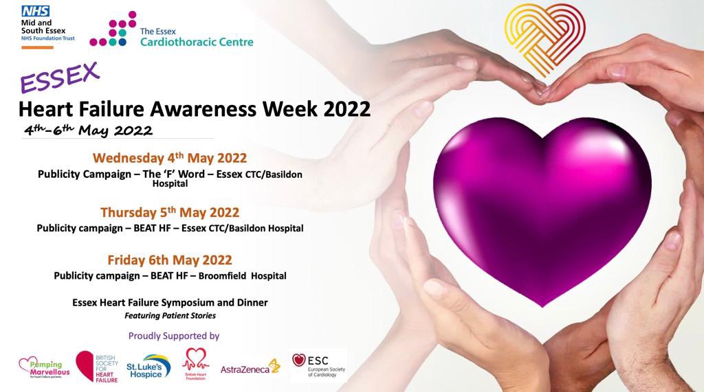 How we are marking Heart Failure Awareness Week 22 #HFAW22 in Essex #FreedomFromFailure <a href="/BSHeartFailure/">British Society for Heart Failure #theFword</a> <a href="/BSHNurseForum/">BSH Nurse Forum</a> <a href="/MSEHospitals/">Mid and South Essex NHS Foundation Trust</a> <a href="/slangley21/">Samantha Langley</a> <a href="/savodoc/">Dr H O Savage</a> <a href="/drjasondungu/">Dr Jason Dungu PhD FRCP FESC</a> @cliffie68 <a href="/thebrianosaur/">Brian Li</a> <a href="/drRossellaB/">Rossella Barbagallo</a> Watch for our Activities #HeartFailureAwarenessWeek
