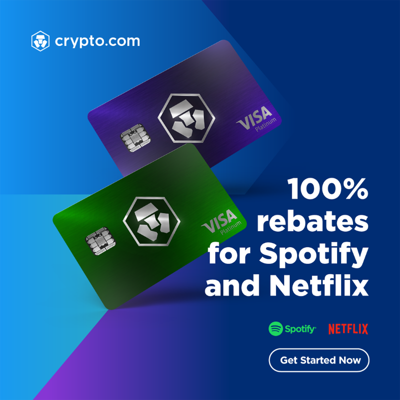 cryptocom's tweet photo. ✅ The world's most popular crypto card with NO annual fees
💰 100% rebates for Spotify and Netflix subscriptions
🔥 Exclusive LoungeKey airport lounge access
📱 Get your  https://t.co/vCNztATSCO  Visa Card Now