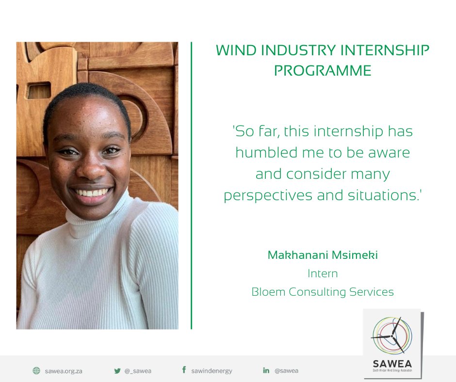 Being on the ground and working with people is amazing, says #WindIndustryInternshipProg #WIIP intern, Makhanani Msimeki.