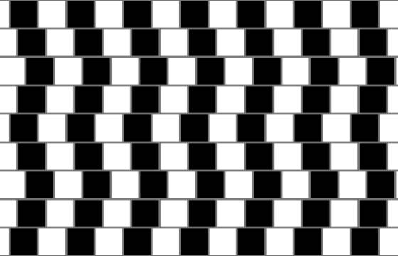 VisionWiki's tweet image. ¿Conoces la ilusión de la pared de la cafetería? ☕ Primero de todo observa la imagen. ¿Verdad que parece que los mosaicos blancos y negros están inclinados? Se trata de una ilusión óptica-geométrica generada por las líneas divisorias. 

¿Alucinas?
#Wikivision #efectooptico