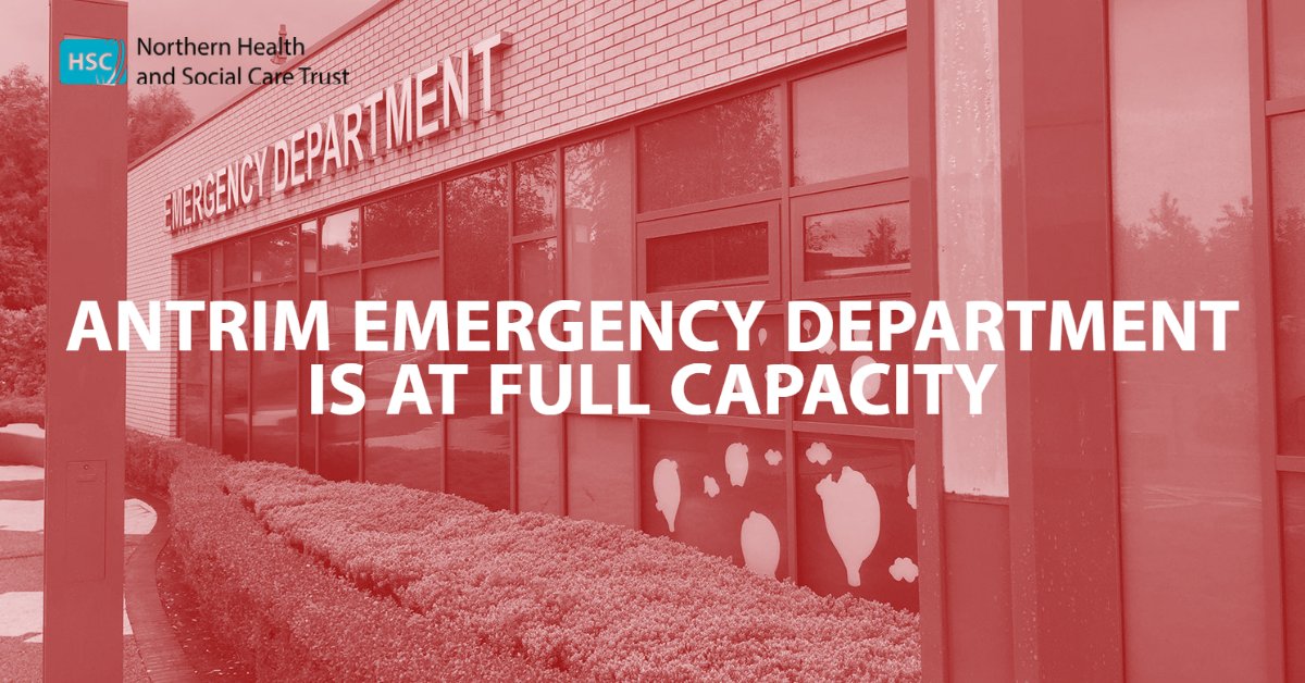 Antrim Area Hospital Emergency Department is at full capacity ❗️

Please do not consider attending unless it is an emergency. 

Thank you.