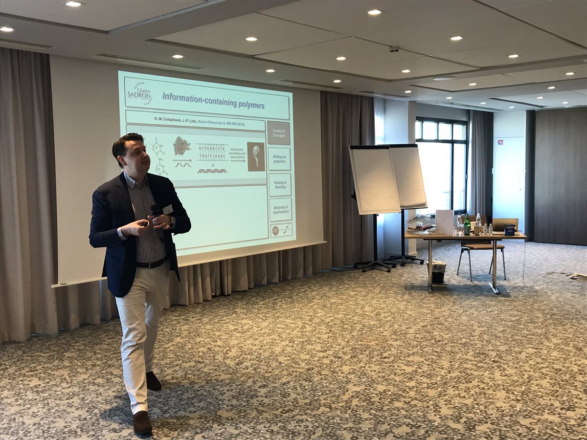 IcrUmr7273's tweet photo. Now on stage Dr. Jean-François Lutz creating digital « Happy Birthday ICR » polymers #encodedpolymers #ICR #RealLifeChemistry https://t.co/Bbot5f0Vjr