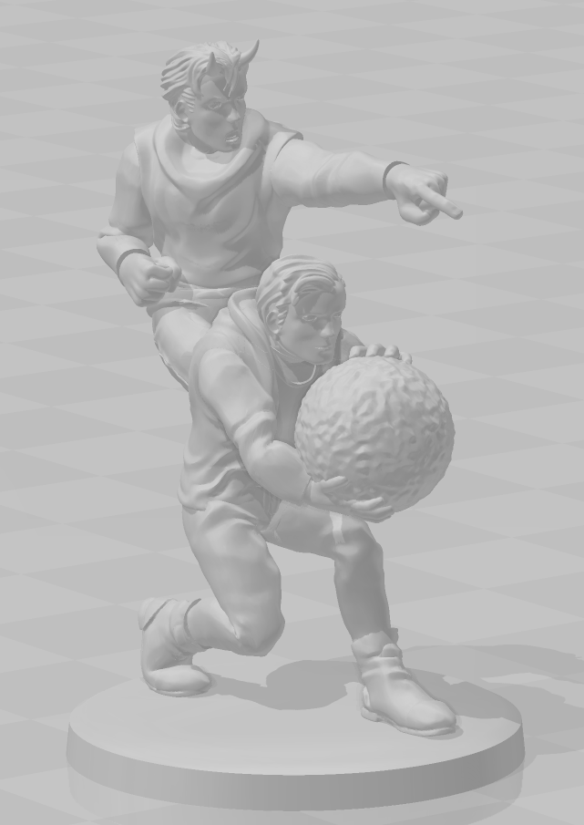 PineboxGames's tweet photo. #DesktopHero is pretty great. After some heavy customisation, here's a mini of Song and Creed from #indiegame Future Ghost. Currently #3Dprinting a test print. https://t.co/XYbnl97OSh