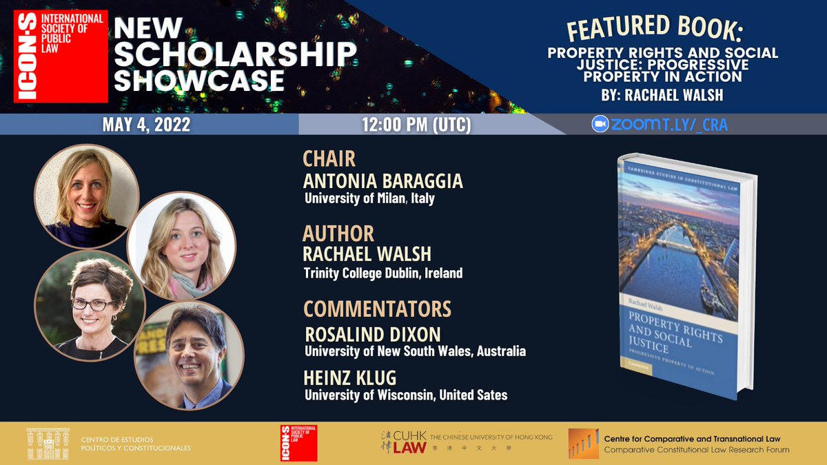 ⏰📚 There is still time to register for today's New Scholarship Showcase! 

📖Featured Book "Property Rights &amp; Social Justice: Progressive Property in Action"✍️<a href="/rachaelawalsh/">Rachael Walsh</a>

w: <a href="/AntoniaBaraggia/">Antonia Baraggia</a>,<a href="/rosalinddixon15/">Rosalind Dixon</a>,Heinz Klug 

⏰12:00pm(UTC) 
📋RSVP➡️ t.ly/_cra