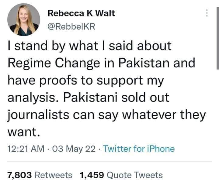 MianAbubakar229's tweet photo. میں نے عمران خان کی حکومت کو عدم اعتماد کے ذریعے ہٹانے کے متعلق جو کچھ بھی کہا ھے اسکے میرے پاس ٹھوس ثبوت ہیں اور میں اپنے بیان پر قائم ہوں 
ریبیکا والٹ
#MarchAgainstImportedGovt 
#اپمورٹڈ_حکومت_نامنظور 
@NMK155 
@Mahi_136 
@AseAsad 
@DrFiza_khan 
@arsched 
@saifskha 
@Binish88 https://t.co/Ko1EtpRZkD
