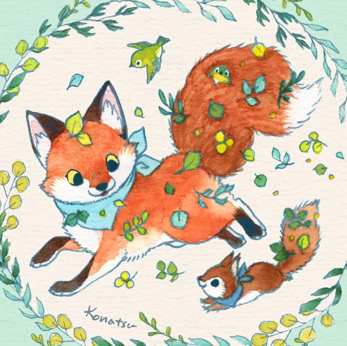 野山を駆け回り緑をいっぱいまとったキツネ🌿🍃☘️
#みどりの日 