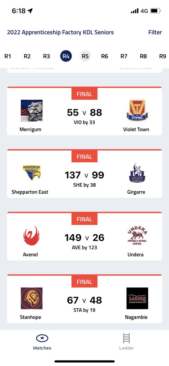 Leocata14's tweet photo. Working on an iOS app to have Footy Scores at your fingertips! Results and Fixtures quickly accessed rather than through the website. Currently have @KDFNL @MurrayFL and @GVLeague ready to go, spread the word. @AFL_GM @SheppNewsSport https://t.co/KrrfneaCH4
