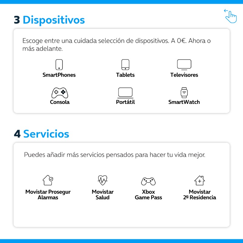movistar_es's tweet photo. 1⃣ Elige la conectividad que necesitas
2⃣ Personaliza @MovistarPlus a tu medida
3��� Si quieres, te llevas un dispositivo a 0€
4⃣ Y añade los servicios Movistar que hagan tu vida Mejor

Así de sencillo. #BienvenidosamiMovistar

¿Cómo funciona? 👇🏻
