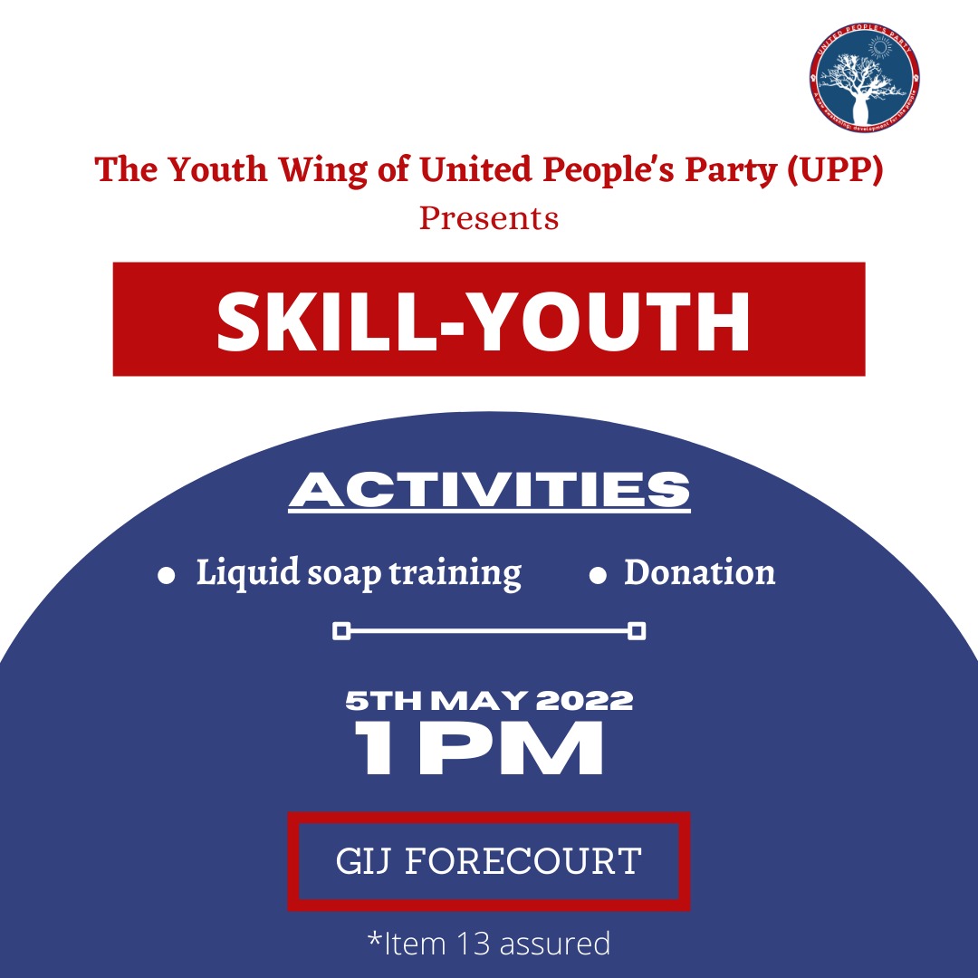 uppofficial__'s tweet photo. The Youth Wing of the United People’s Party (UPP) presents a skill training for all interested participants.

This forms part of the Party’s objectives to provide opportunities for youth to gain meaningful skills and create jobs for themselves.

#GameChangers #Wɔntsakemli https://t.co/JYuBfxU6NH
