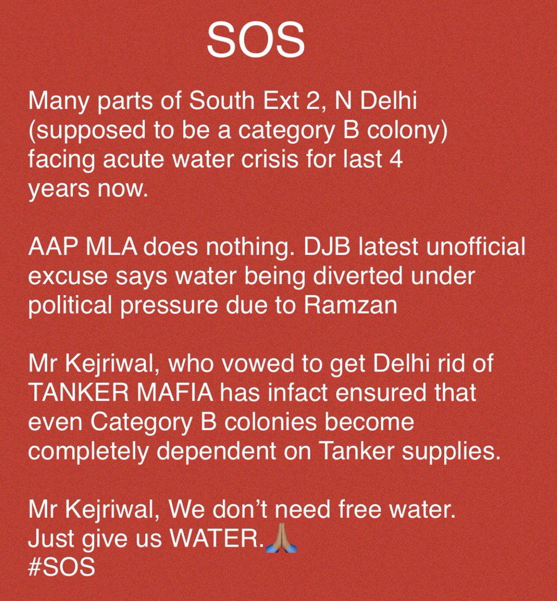 Iamayank1's tweet image. Mr @ArvindKejriwal @raghav_chadha 
We don’t need free water. 
Just give us WATER 🙏🏽
#SOS #DelhiWaterCrisis
@DelhiJalBoard @M_Lekhi @navikakumar @Shehzad_Ind @TajinderBagga