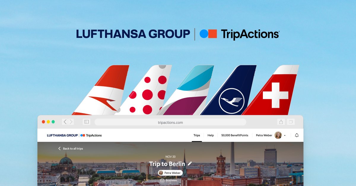 Navan's tweet photo. Some things just work better together. TripActions and the Lufthansa Group today announced the launch of BusinessToGo — the world’s first integrated and NDC-enabled business travel platform partnership between an airline and a TMC. Full release: https://t.co/JfNu9ik5qd https://t.co/Ik6ekGqqhe