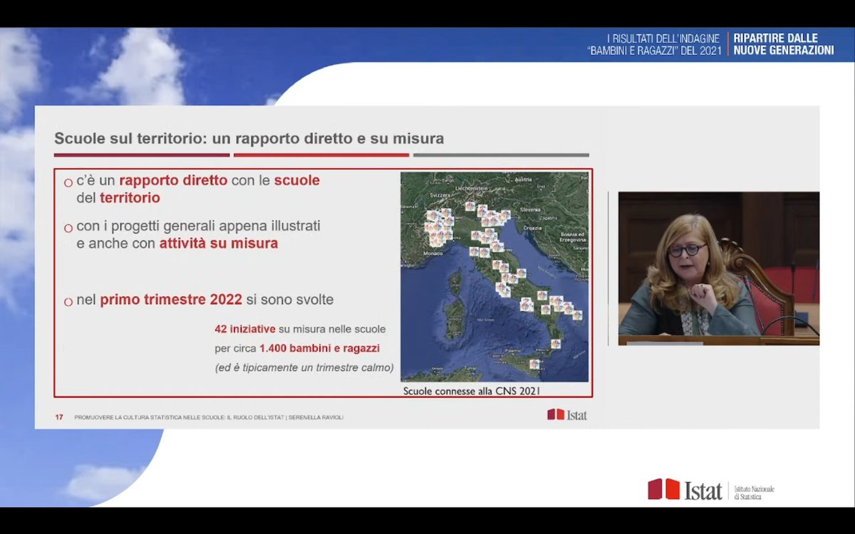 istat_it's tweet photo. #SerenellaRavioli #Istat 

"Dobbiamo promuovere nelle scuole esperienza dell'impresa scientifica. Esiste rapporto diretto con scuole del territorio. Nel primo trimestre 2022 si sono svolte 42 iniziative su misura nelle scuole per circa 14.000 studenti". 

#IndagineBambiniRagazzi https://t.co/wZmdFUr7lZ