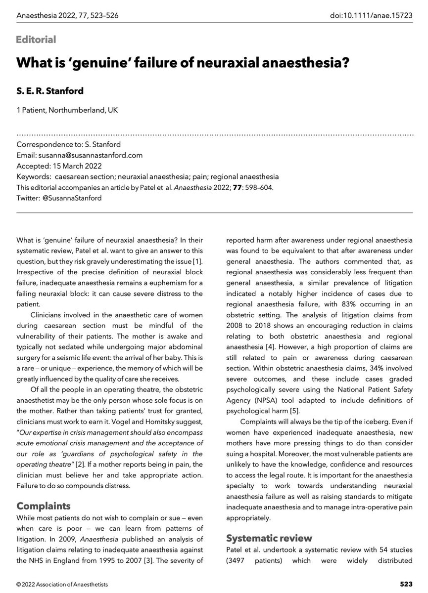 🔐Prevention and management of intra-operative pain during caesarean section guidelines👇
🔗…-publications.onlinelibrary.wiley.com/doi/10.1111/an…

🔐Systematic review👇
🔗…-publications.onlinelibrary.wiley.com/doi/10.1111/an…

🔐Editorial👇
🔗…-publications.onlinelibrary.wiley.com/doi/10.1111/an…