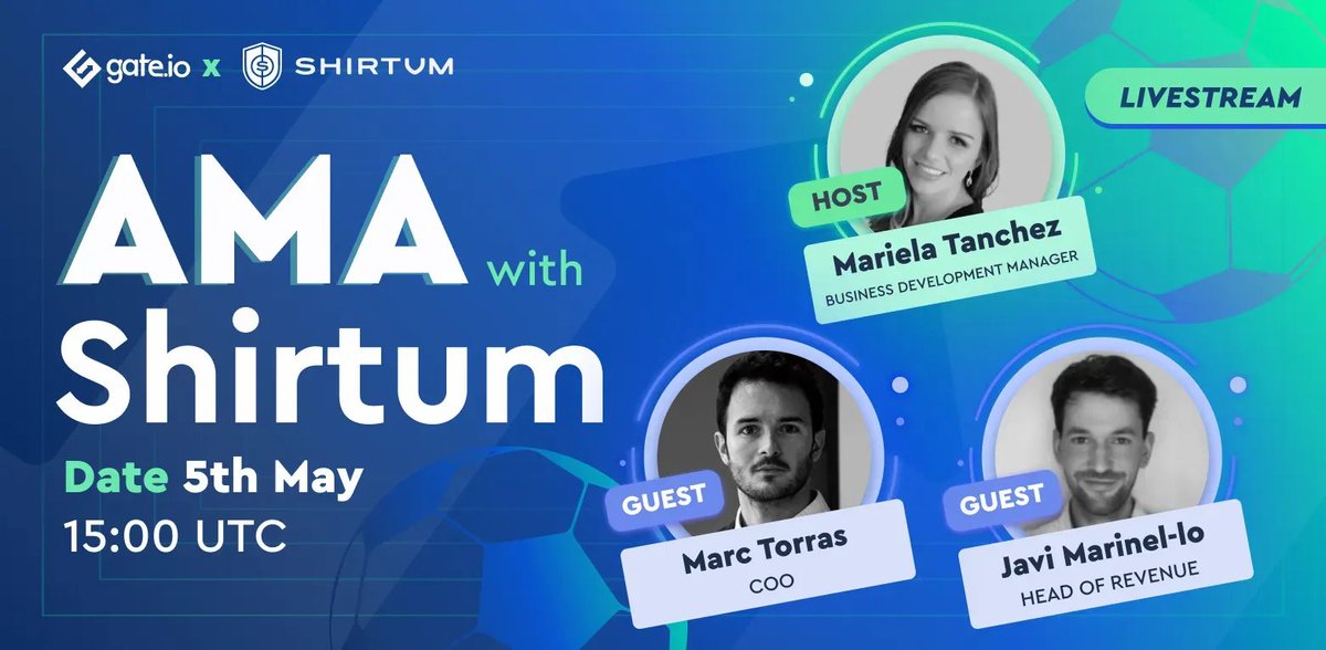 🔥AMA | Shirtum

⏰May 5 | 15:00 UTC 

💰Win $SHI Prize Pool or Dinho NFTs

1. Follow @gate_io and <a href="/Shirtum/">Shirtum ®</a>
2. Subscribe: youtube.com/c/GateioCrypto
3. Join Discord: discord.gg/shirtum 
4. RT &amp; @ 3 friends
5. Fill form: forms.gle/5cn3Fyi7suUWvA…

Links:
gate.io/live