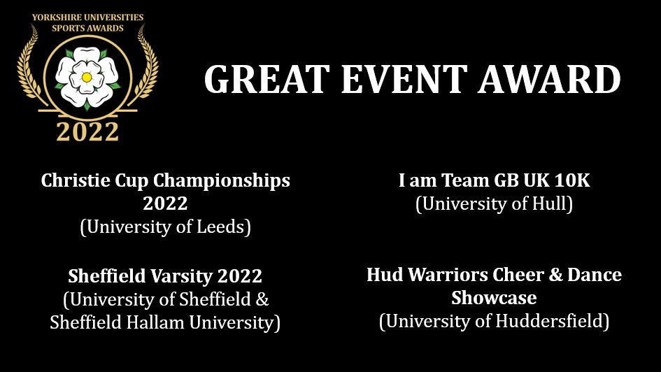 Next up is the #YUSA22 award shortlist for the Great Event Award...