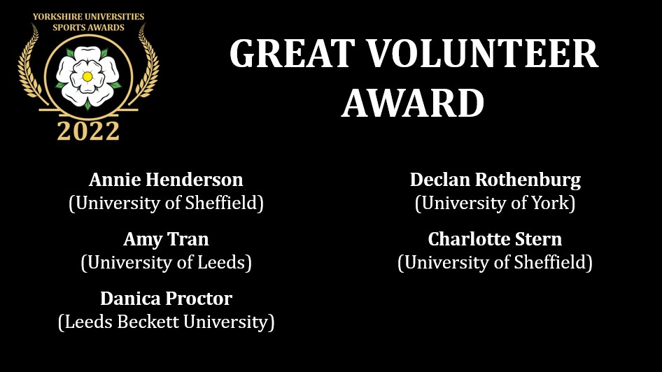 Next we have the #YUSA22 shortlist for the Great Volunteer Award...