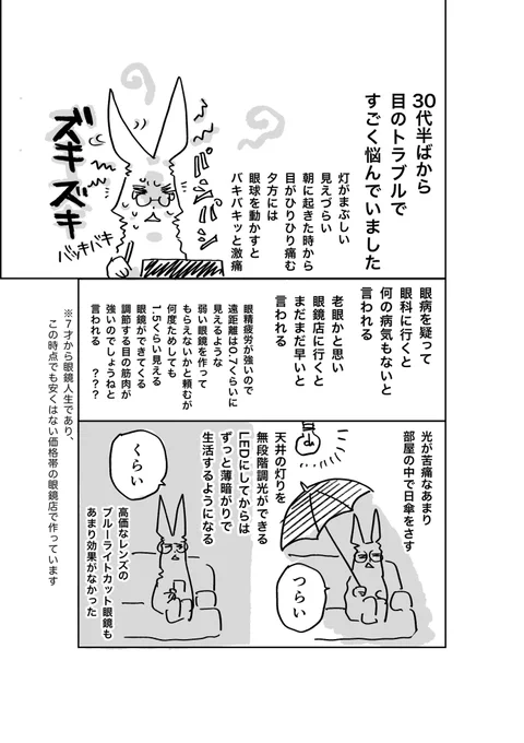 「Twitterからすごい眼鏡が作れた話」絵や漫画を描かれる方が目の疲れや痛みで悩まれた時に、もしかするとお役に立てる話かもしれないと思って、漫画にしました(ですが、あくまで個人の体験談ですので、話半分に)4/9#実話#漫画が読めるハッシュタグ 