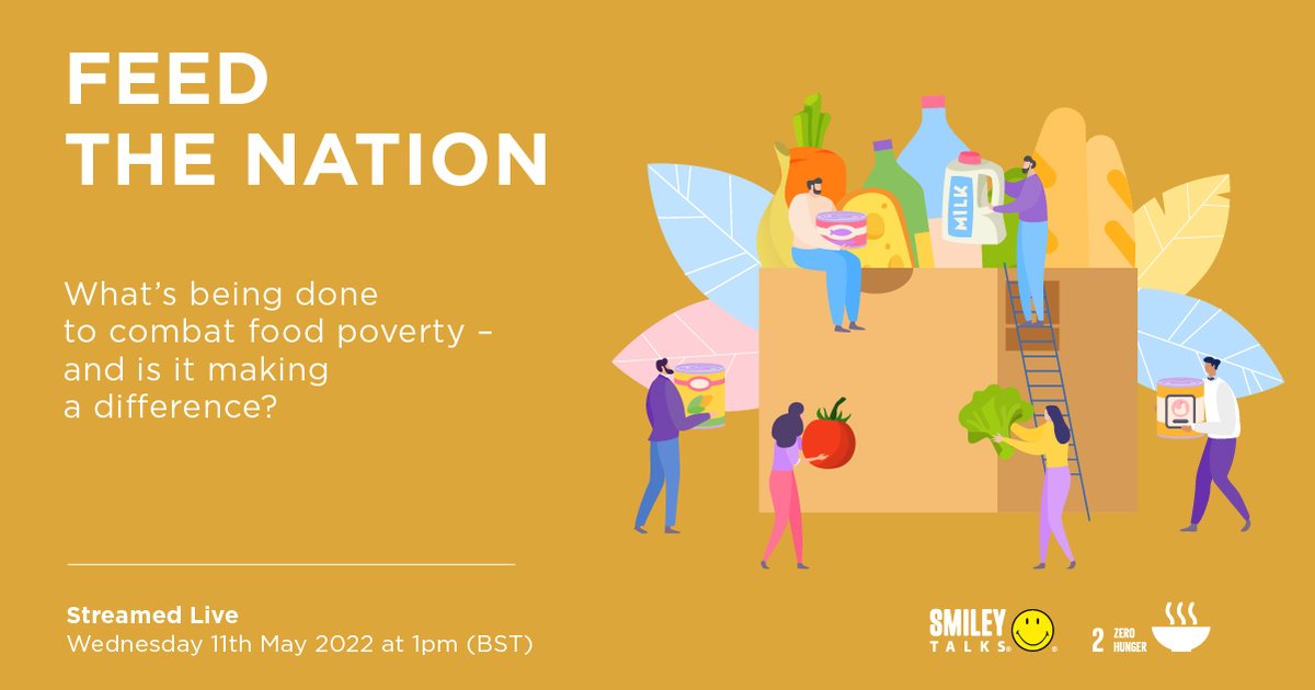 📣 Join our next #SmileyTalks as we speak to organisations that are committed to reducing food poverty across the nation. 

🗓 Wednesday 11 May 2022
⏰ 1pm - BST
📍Live on Twitter or smileymovement.org/talks/feed-the…
🙂 @FeedingBristol <a href="/foodcycle/">foodcycle</a> <a href="/ROOTS4LIFE/">ROOTS4LIFE</a>

#ZeroHunger #Goal2 #SmileyNews