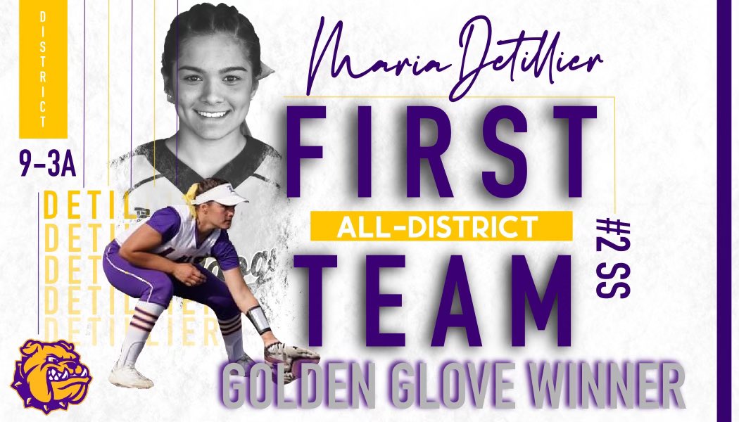 Congratulations to our senior duo!! 

Allie Bland - MVP - 1st Team
Maria Detillier - Golden Glove Winner - 1st Team

Two of the best to ever wear the Lutcher Bulldog Uniform!
