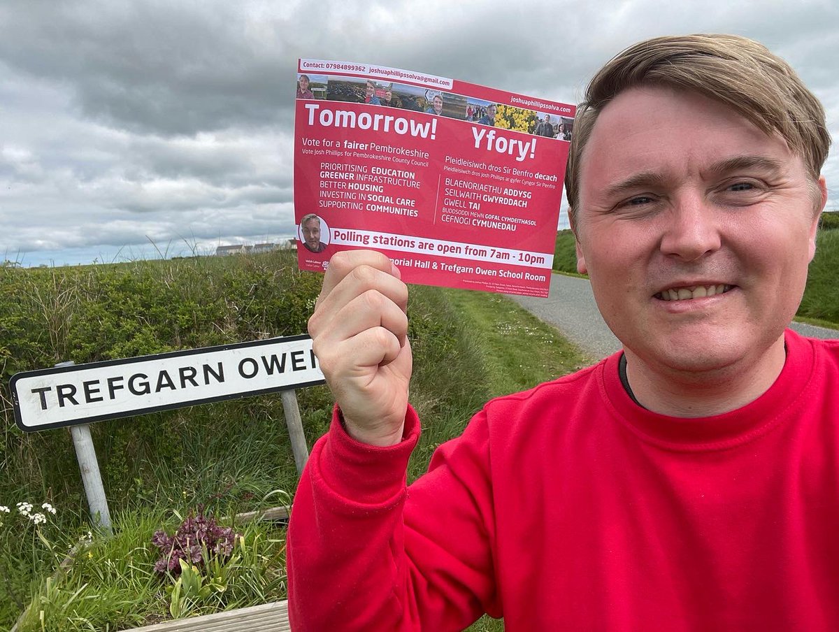 I’ve been out dropping flyers through letterboxes across  Solva,  Treffynon, Trefgarn Owen, Whitchurch, Llandeloy and Penycwm. Good to catch up with people I’ve met throughout the campaign! 

I’m counting on you all to play your part tomorrow and Vote!

#elections #localelections