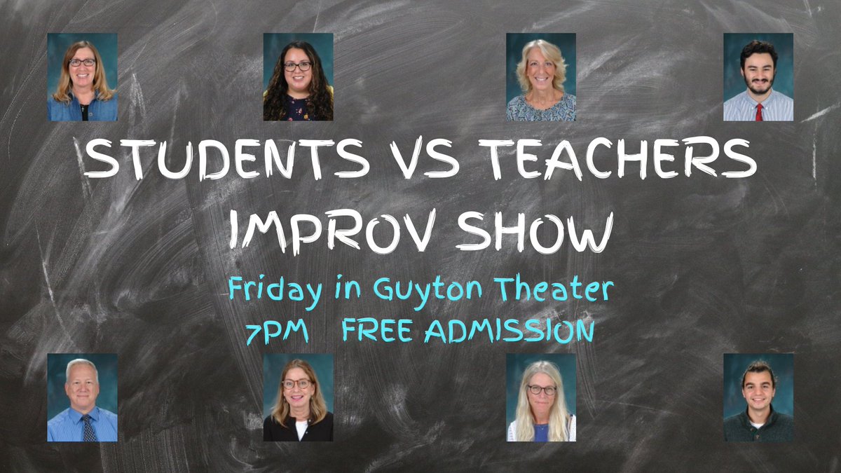 Introducing your competitors for the Students VS. Teachers improv show!! This Friday at 7PM in Guyton Theater!