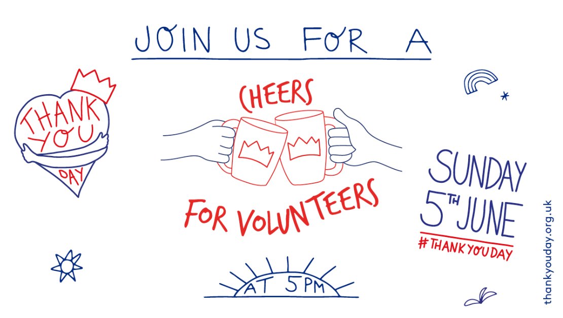 Girlguiding's tweet photo. On #ThankYouDay, Sunday 5 June, join us as we celebrate volunteers in saying a great big #CheersforVolunteers. Let's get together and raise a glass or mug to our incredible volunteers. 💙 https://t.co/17HIjLMNFv