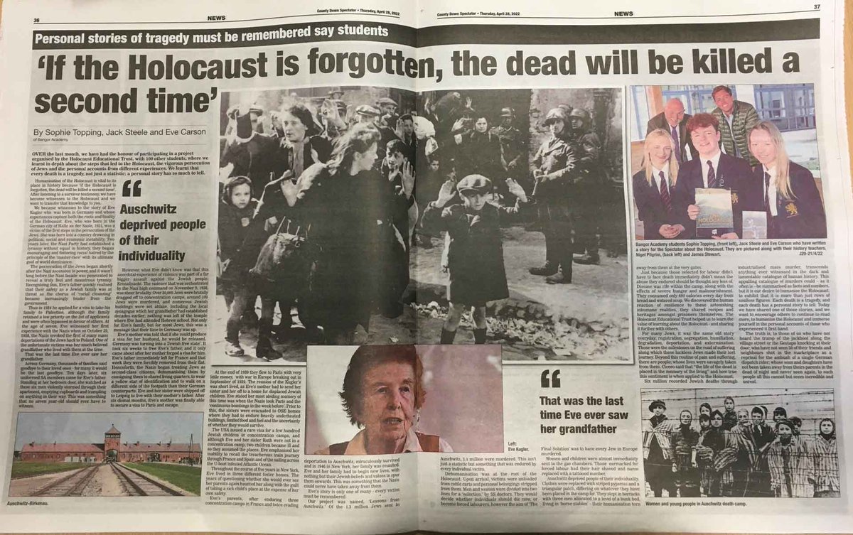 Bangor Academy (@bangor_academy) on Twitter photo Academy History Project goes to press.
You can read all about the project A-Level historians Eve, Jack and Sophie have been doing with the Holocaust Educational Trust in this week’s <a href="/codownspectator/">County Down Spectator</a> . ‘For the dead and the living, we must bear witness.’ Ellie Wiesel Academy History Project goes to press.
You can read all about the project A-Level historians Eve, Jack and Sophie have been doing with the Holocaust Educational Trust in this week’s <a href="/codownspectator/">County Down Spectator</a> . ‘For the dead and the living, we must bear witness.’ Ellie Wiesel