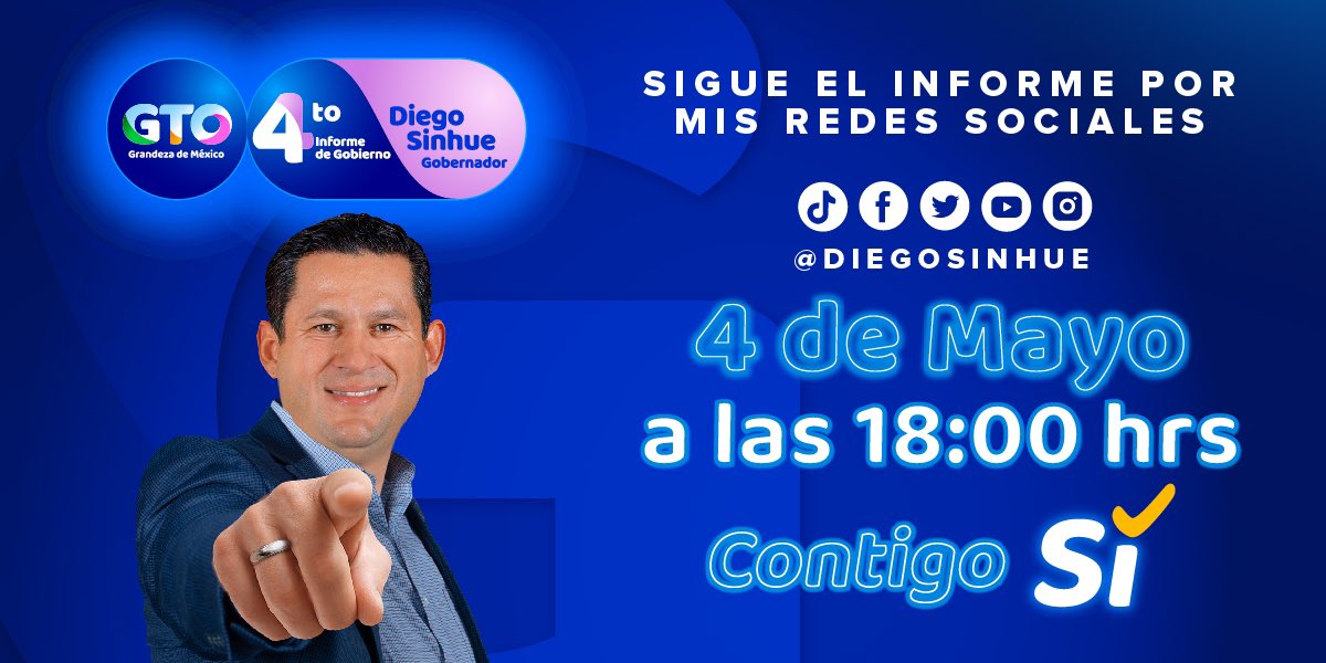 diegosinhue's tweet photo. #ContigoSí hemos logrado grandes cosas en Guanajuato y hoy quiero presentarte los resultados del trabajo que hemos realizado juntos.

🕣La cita es a las 18:00 hrs., por todas mis redes sociales, las de @gobiernogto y @tv4guanajuato. https://t.co/PNmNpSYh9J