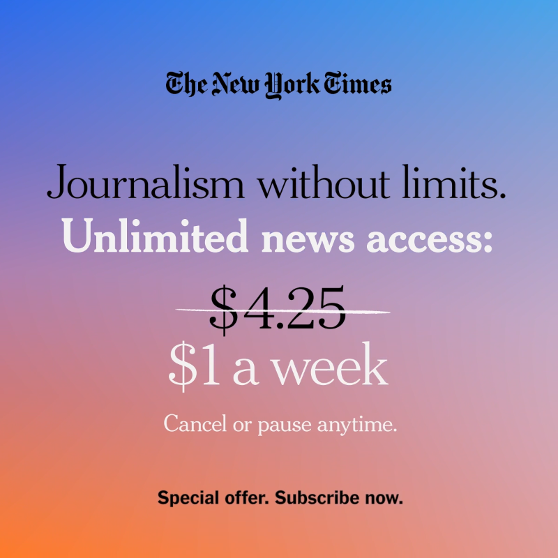 nytimes's tweet photo. Save now on unlimited news access from expert journalists in every field.
