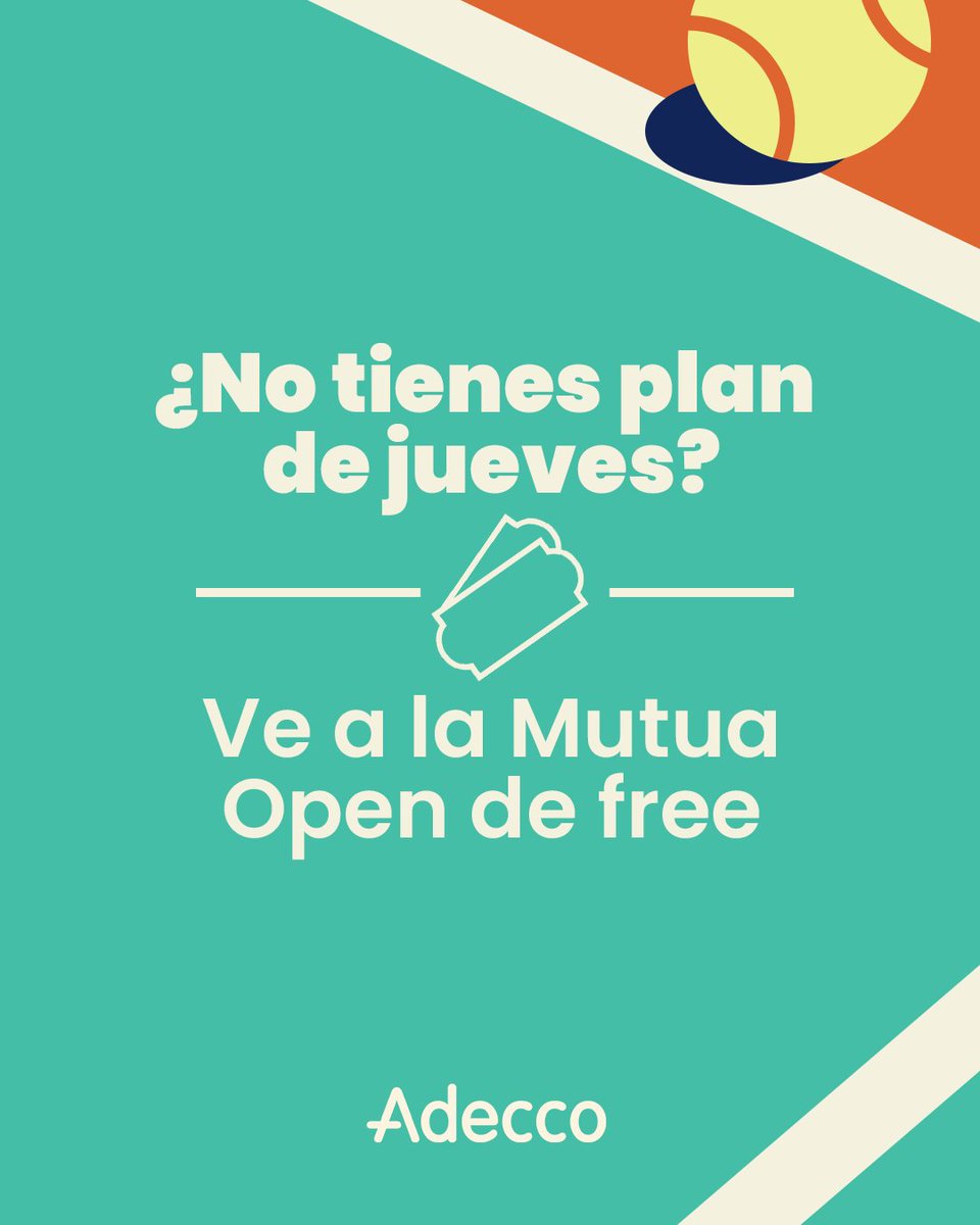¿Quieres una entrada entrada doble para asistir a la <a href="/MutuaMadridOpen/">#MMOPEN</a> mañana día 5 de mayo? 
para participar , solo tendréis que seguir 3 sencillos pasos:
·Mencionar a un amigx
·Compartir esta publicación
·Seguir a <a href="/adecco_es/">Adecco</a>